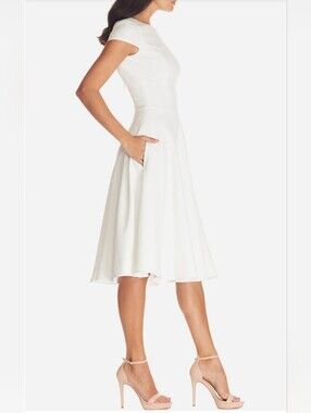 Dress the Population White Midi Fit-and-Flare Dress